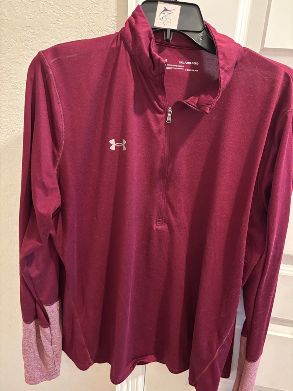 Under Armour Maroon Quarter-Zip Pullover with Pink Accents